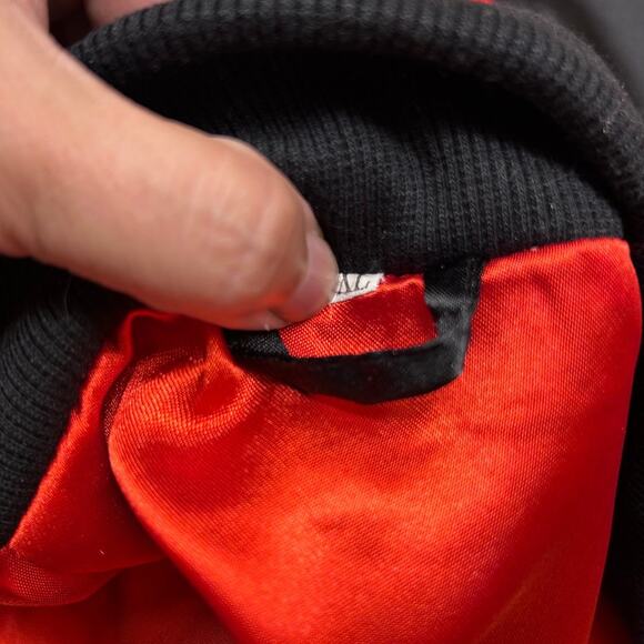 Retro Black & Red Satin Bomber Jacket | NCC Embroidered | Unisex Streetwear XL - Picture 6 of 6
